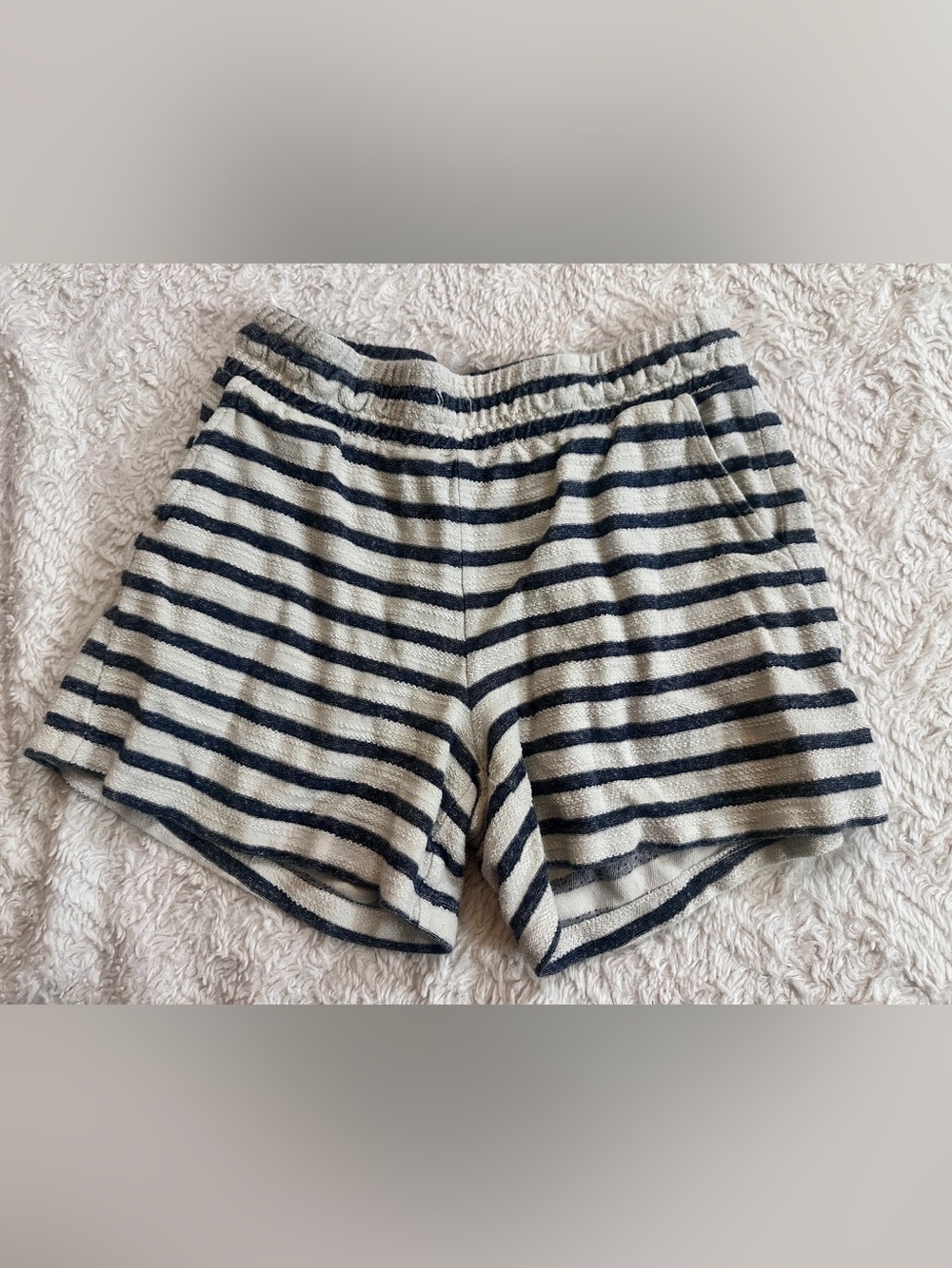 Old Navy Navy & Cream Striped Terry Athletic Shorts Size XL/14